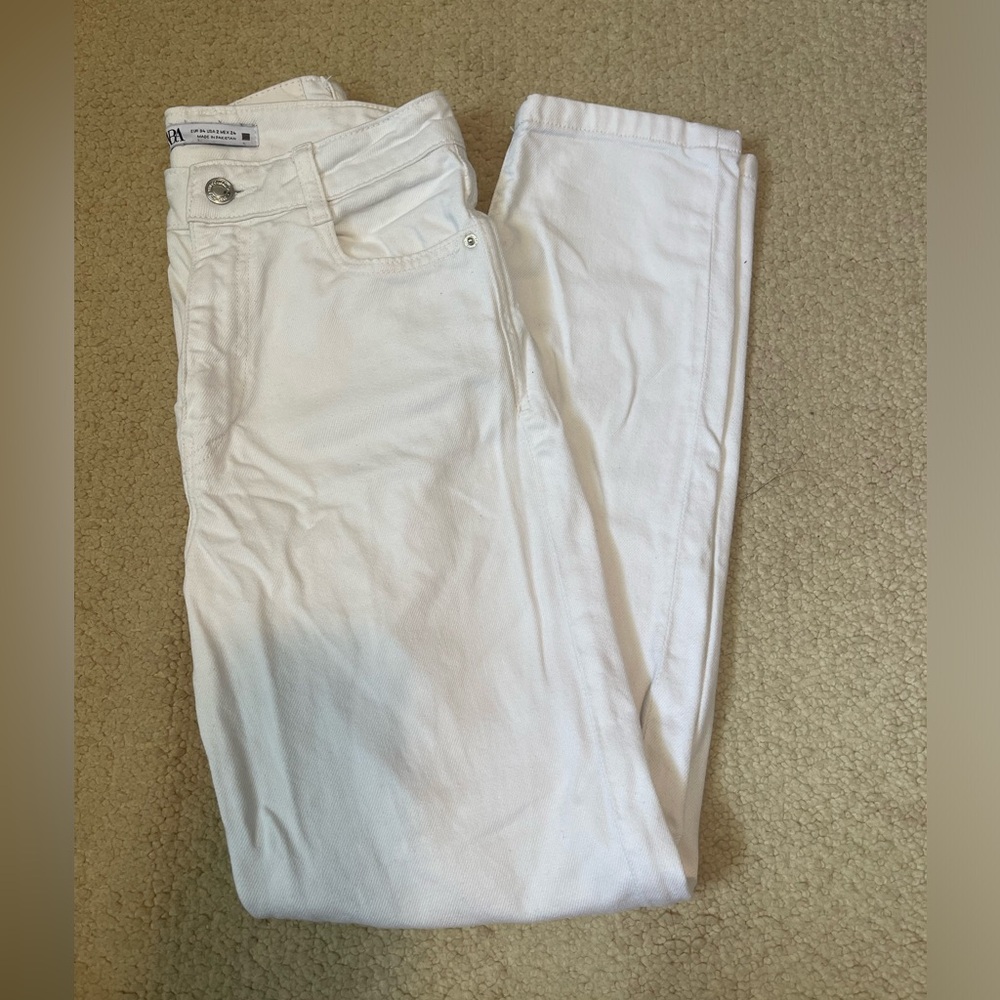 Zara white straight leg jeans size 24